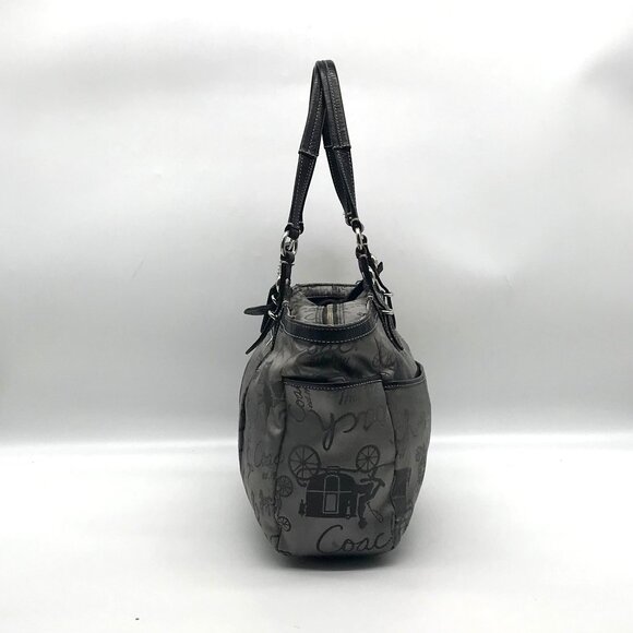 Coach  Gray Sateen Gallery Horse & Carriage East West Tote Bag F16583 - Picture 4 of 11